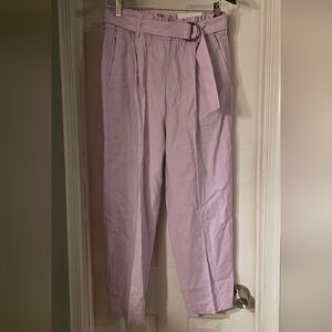 Ann Taylor Lavender High-Waisted Pants with Circle Belt